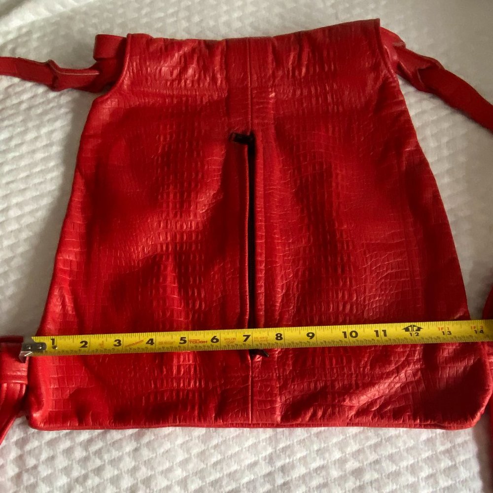 Red Leather Back Pack Purse With Adjustable Straps - image 6